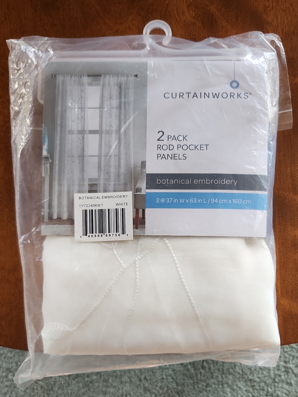 NWT - White Botanical Embroidery Rod Pocket Curtain Panels - 2 Pack